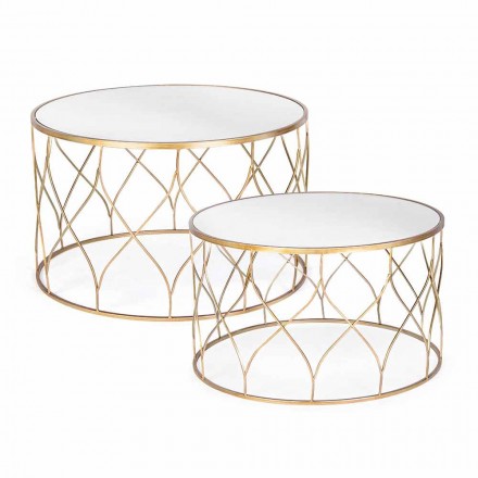 Pair of Round Coffee Tables in Glass and Steel Homemotion - Amarillide Viadurini