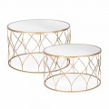 Pair of Round Coffee Tables in Glass and Steel Homemotion - Amarillide