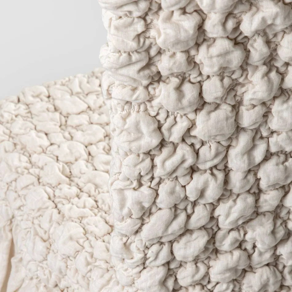 Elegant Chair Cover with Backrest for Living Room in Embroidered Linen - Panteo Viadurini