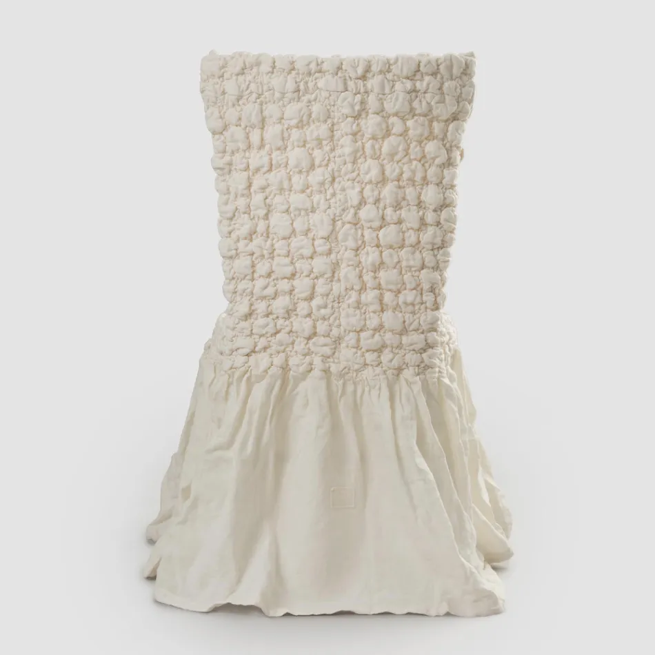 Elegant Chair Cover with Backrest for Living Room in Embroidered Linen - Panteo Viadurini