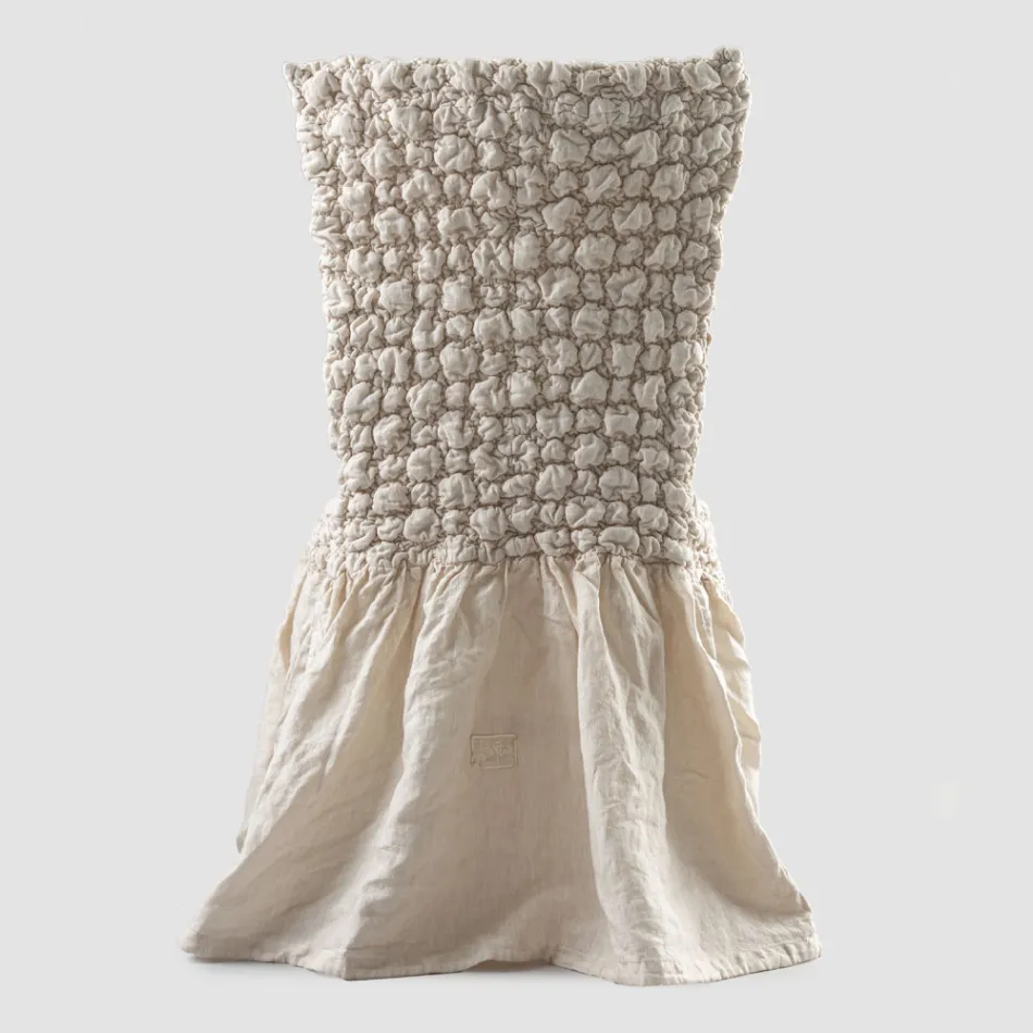 Elegant Chair Cover with Backrest for Living Room in Embroidered Linen - Panteo Viadurini