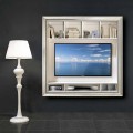 Mirko wall-mounted plasma TV stand, in wood, produced in Italy