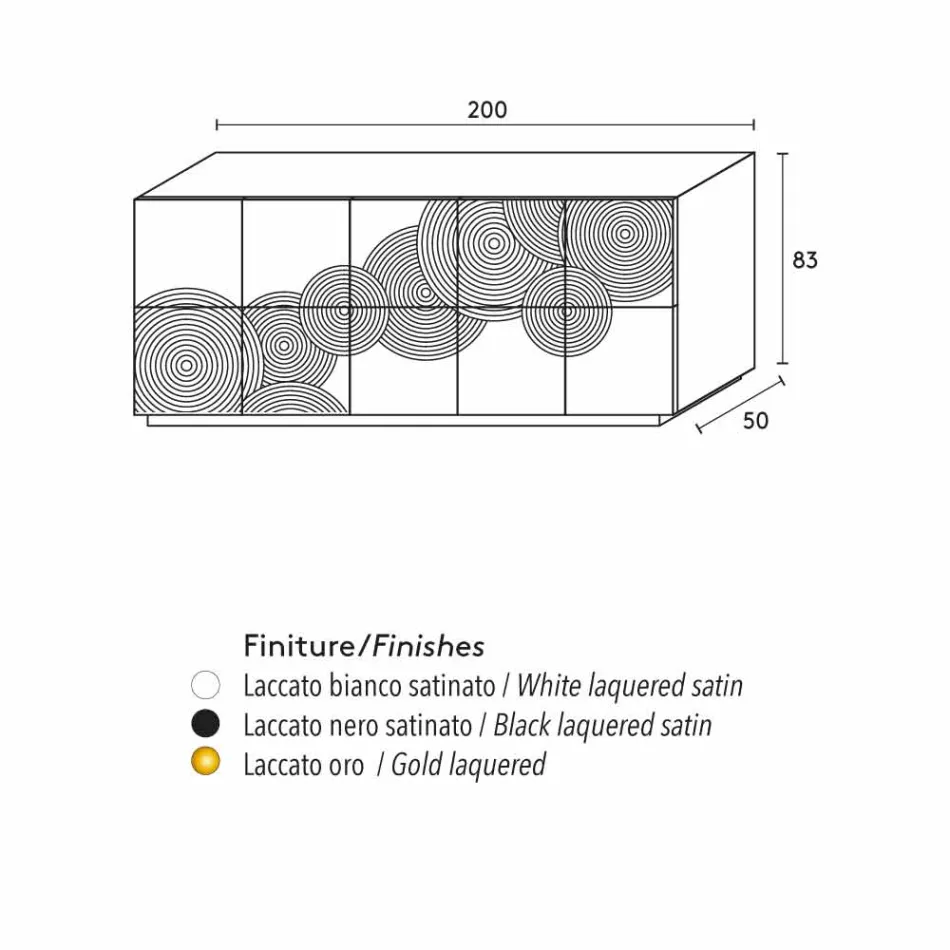10 slatted sideboard Slate, modern design, white, black or gold Viadurini