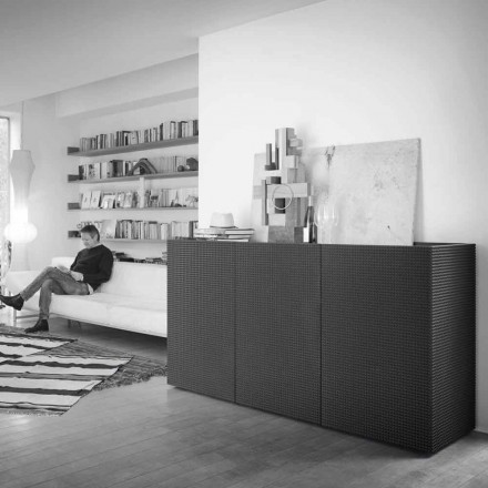 2 black black sideboard with 2 doors and removable chest of drawers Flora Viadurini