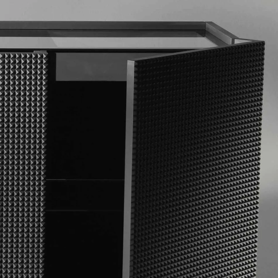 2 black black sideboard with 2 doors and removable chest of drawers Flora Viadurini