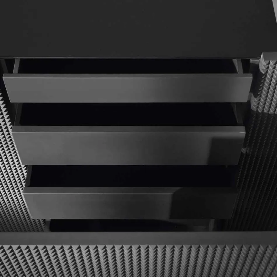 2 black black sideboard with 2 doors and removable chest of drawers Flora Viadurini