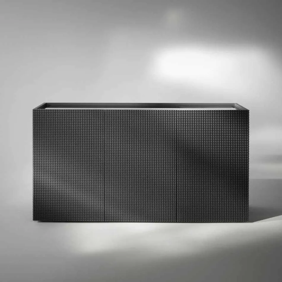 2 black black sideboard with 2 doors and removable chest of drawers Flora Viadurini