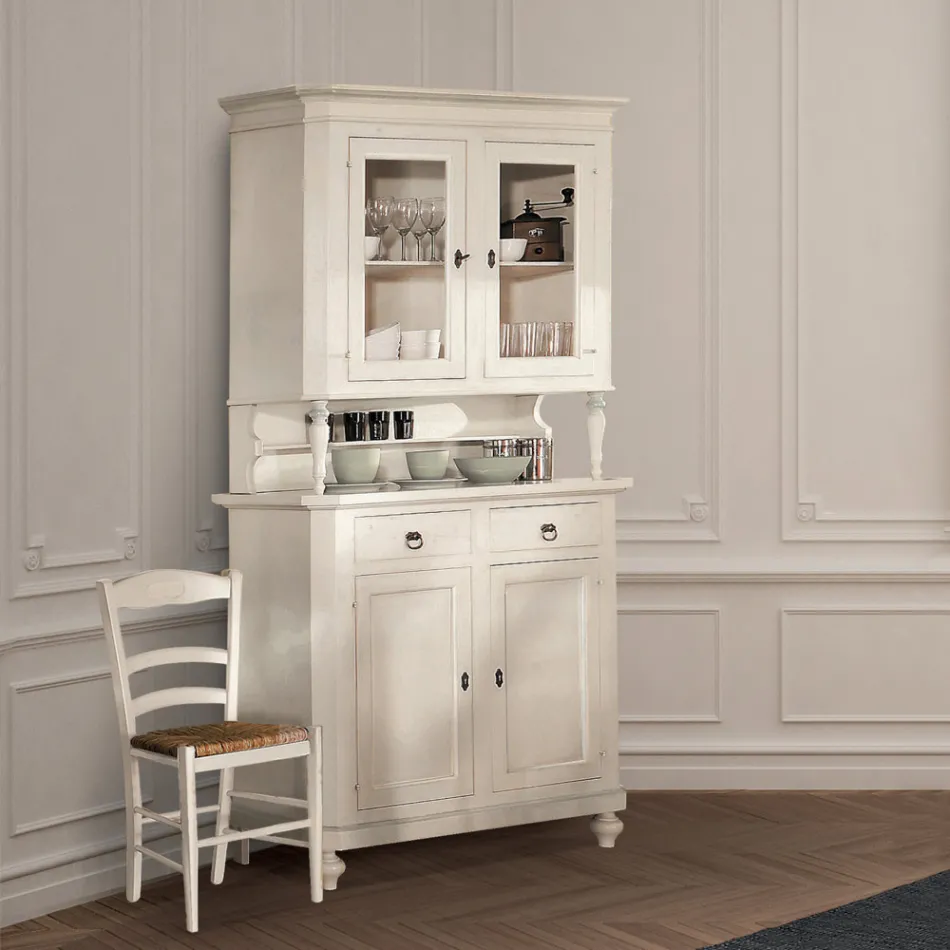 High Sideboard with Living Room Display Cabinet in Wood Made in Italy - Bran Viadurini