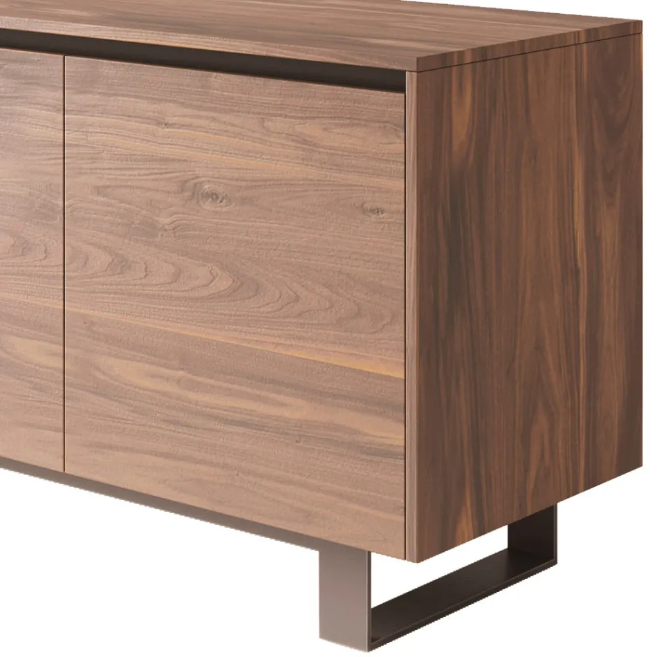 High Wooden Sideboard with Metal Base Made in Italy - Berta Viadurini