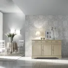 Sideboard with 3 Doors and 3 Drawers in Patinated Ivory Made in Italy - Gleti Viadurini