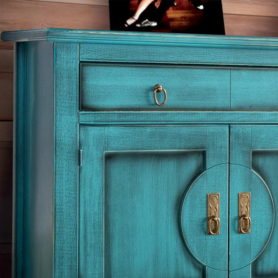 Sideboard with 3 Doors and 3 Drawers in Different Finishes Made in Italy - Ganesha Viadurini