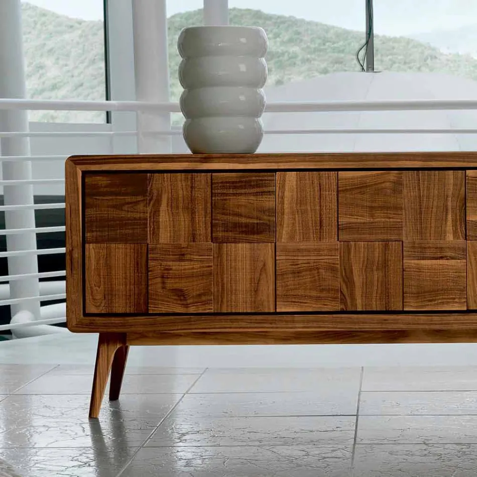Nensi sideboard with 3 doors in modern design solid walnut wood Viadurini