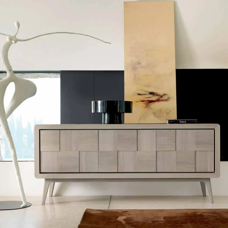 Nensi sideboard with 3 doors in modern design solid walnut wood Viadurini