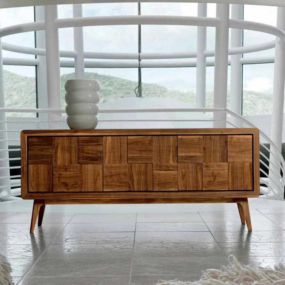 Nensi sideboard with 3 doors in modern design solid walnut wood Viadurini