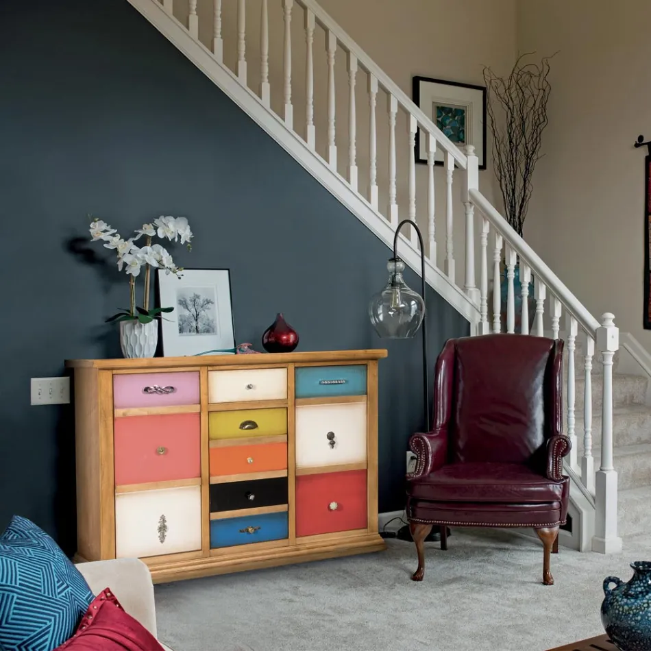 Sideboard with All Colored Drawers and Different Handles Made in Italy - Shiva Viadurini