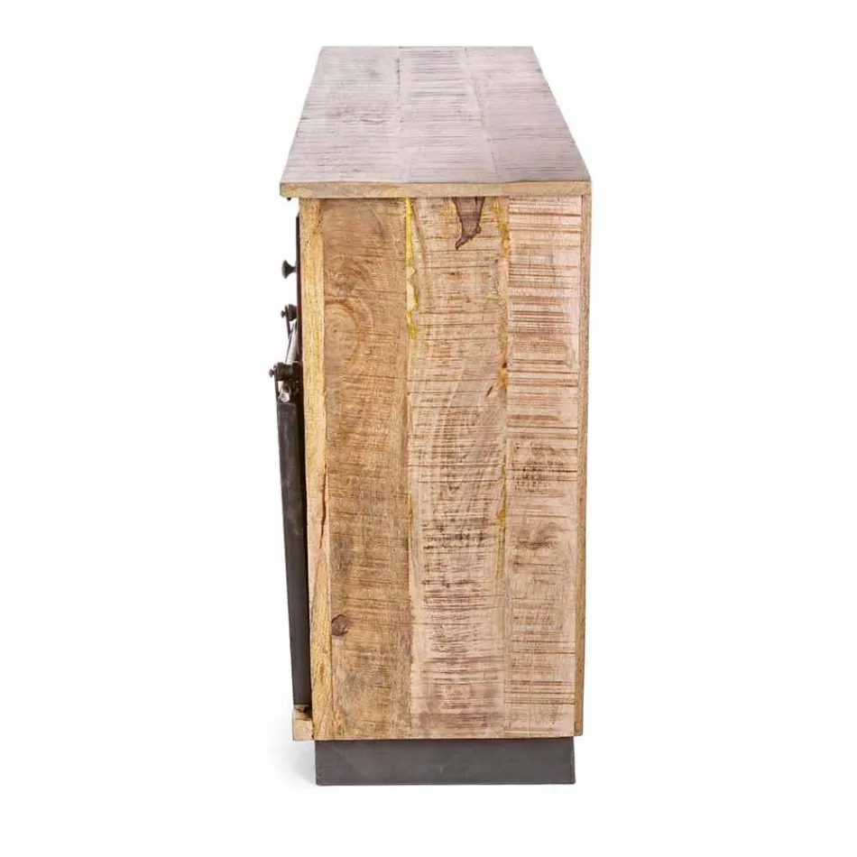 Sideboard with Structure in Mango Wood and Steel in Industrial Style - Vidia Viadurini
