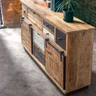 Sideboard with Structure in Mango Wood and Steel in Industrial Style - Vidia Viadurini