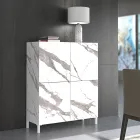 Living Room Sideboard Covered in Melamine Marble Finish Made in Italy - Zinc Viadurini