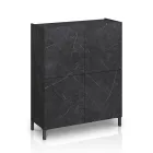 Living Room Sideboard Covered in Melamine Marble Finish Made in Italy - Zinc Viadurini