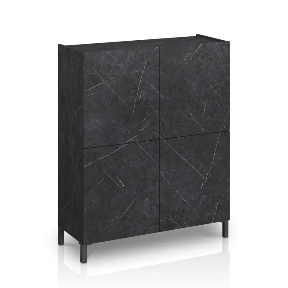 Living Room Sideboard Covered in Melamine Marble Finish Made in Italy - Zinc Viadurini