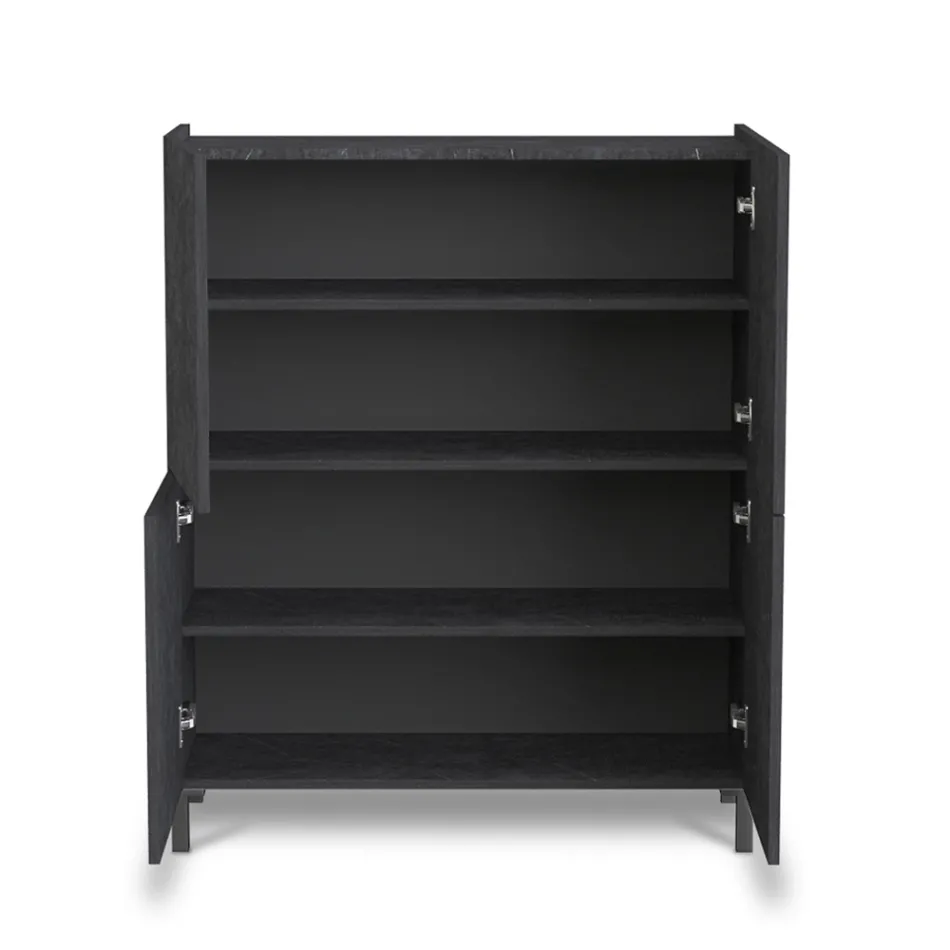 Living Room Sideboard Covered in Melamine Marble Finish Made in Italy - Zinc Viadurini