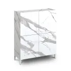 Living Room Sideboard Covered in Melamine Marble Finish Made in Italy - Zinc Viadurini