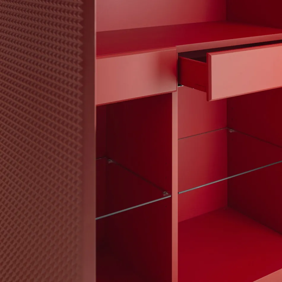 Living Room Sideboard with 2 Doors in Diamond Finish Made in Italy - Sagittario Viadurini