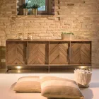 Living Room Sideboard in Recycled Tropical Wood and Metal Feet - Slide Viadurini