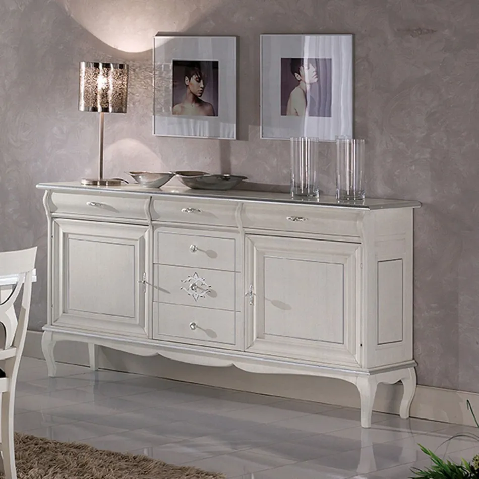 Luxury Living Room Sideboard in Classic Made in Italy Wood - Helisa Viadurini