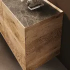 Wooden Sideboard with 3 Doors with Tempered Crystal Base Made in Italy - Soraya Viadurini