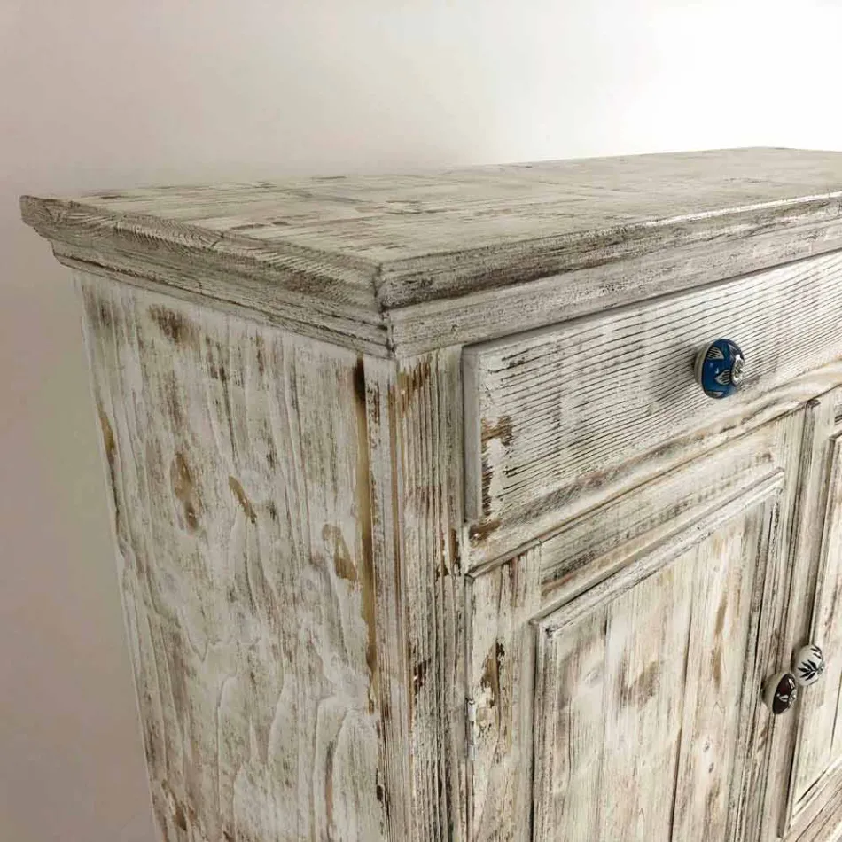 Solid Spruce Wood Sideboard with Internal Shelves Made in Italy - Pierrot Viadurini