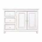 Sideboard in Rustic Style White Painted Solid Mango Wood - Renga Viadurini