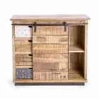 Sideboard in Wood and Steel with Door and 4 Drawers Industrial Style - Renza Viadurini