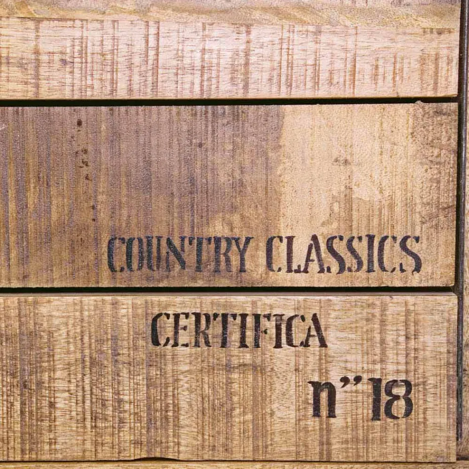 Sideboard in Wood and Steel with Door and 4 Drawers Industrial Style - Renza Viadurini