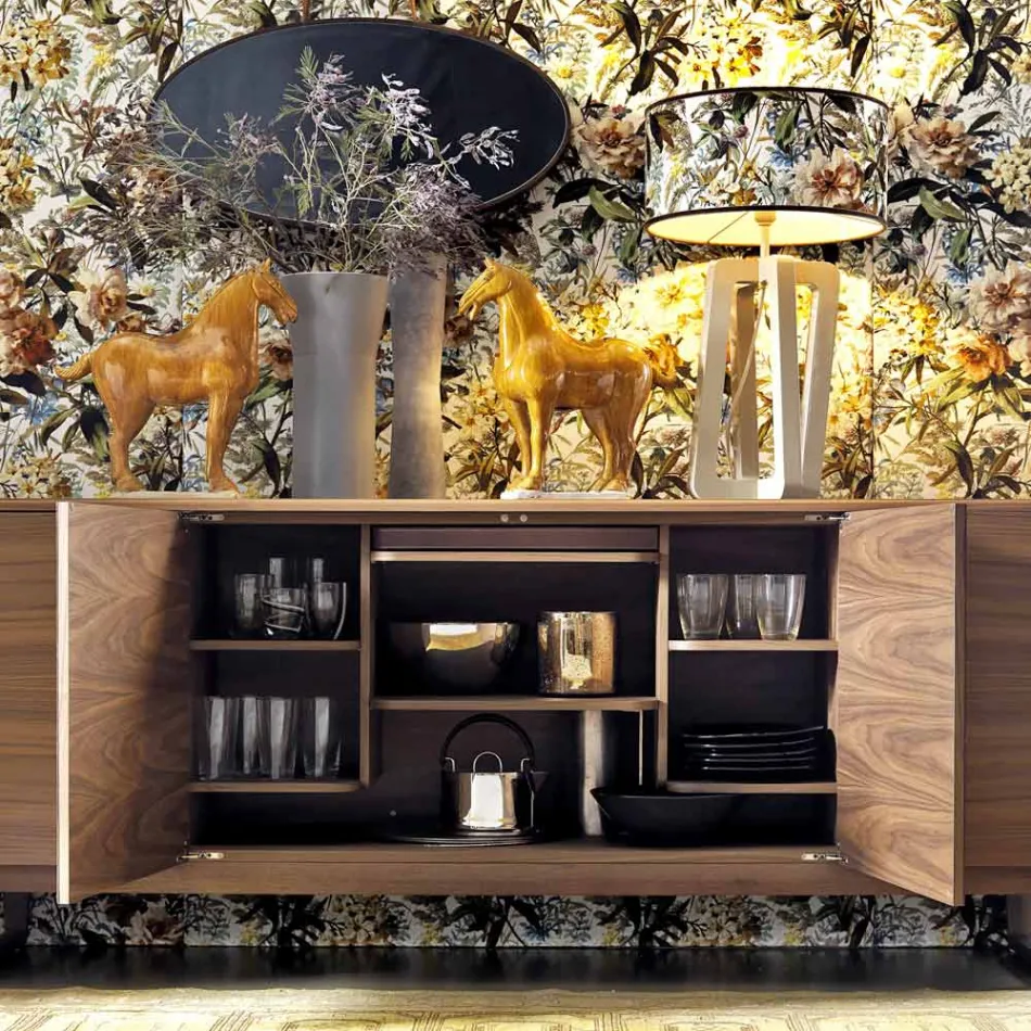 Grilli York wood veneer cupboard with 4 doors 100 % made in Italy Viadurini