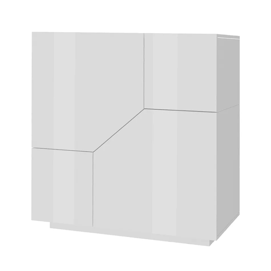 Sideboard in Melamine Wood 3 Rooms and 2 Shelves Made in Italy - Alyssa Viadurini