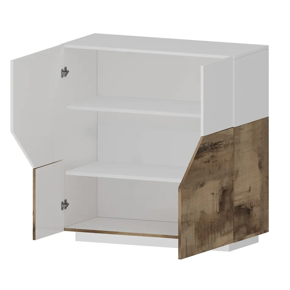 Sideboard in Melamine Wood 3 Rooms and 2 Shelves Made in Italy - Alyssa Viadurini