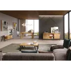 Sideboard in Oak Wood and Metal with 2 Doors and Open Compartment Made in Italy - Jennifer Viadurini