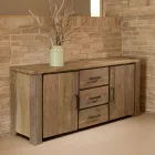 Living Sideboard with 2 Doors and 3 Central Drawers in Recycled Wood - Slide Viadurini