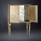 Modern sideboard with 2 doors in solid wood and Joy aniline leather Viadurini