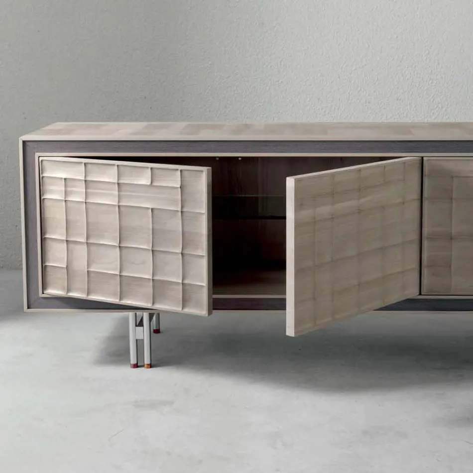 Modern design sideboard with 3 solid wood Anna doors Viadurini