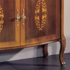 Living Room Sideboard in Walnut or White Wood and Inlays Made in Italy - Katerine Viadurini