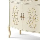 Living Room Sideboard in Walnut or White Wood and Inlays Made in Italy - Katerine Viadurini