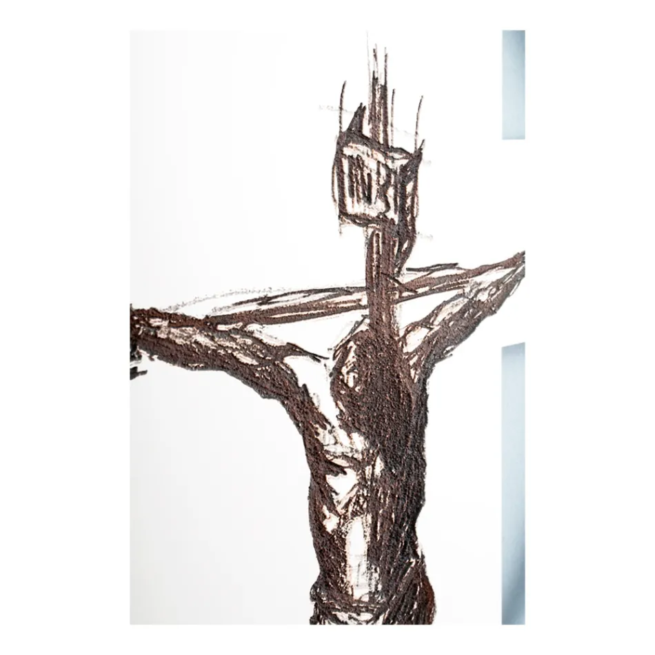 White and Gray Crucifix Made with Laser Engraving Made in Italy - Egle Viadurini