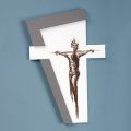 White and Gray Crucifix Made with Laser Engraving Made in Italy - Egle