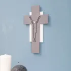 White and Gray Crucifix Made with Laser Engraving Made in Italy - Nadia Viadurini