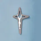 White and Gray Christo Crucifix Laser Engraved Made in Italy - Teresa Viadurini