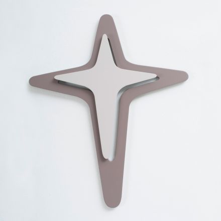 Crucifix in Cocoa Color and Gravel Made with Laser Engraving Made in Italy - Diana Viadurini