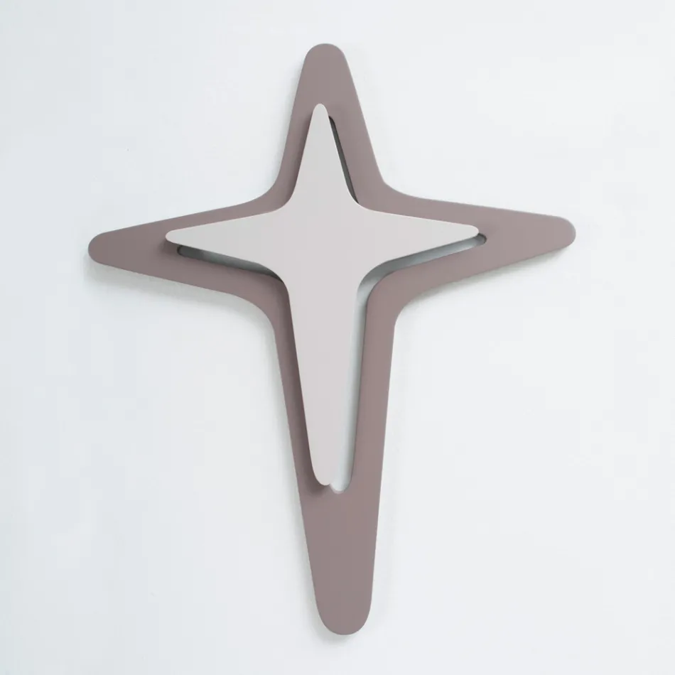 Crucifix in Cocoa Color and Gravel Made with Laser Engraving Made in Italy - Diana Viadurini