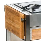 Outdoor Kitchen in Steel and Wood with Teppanyaki - Buoncalliope Viadurini